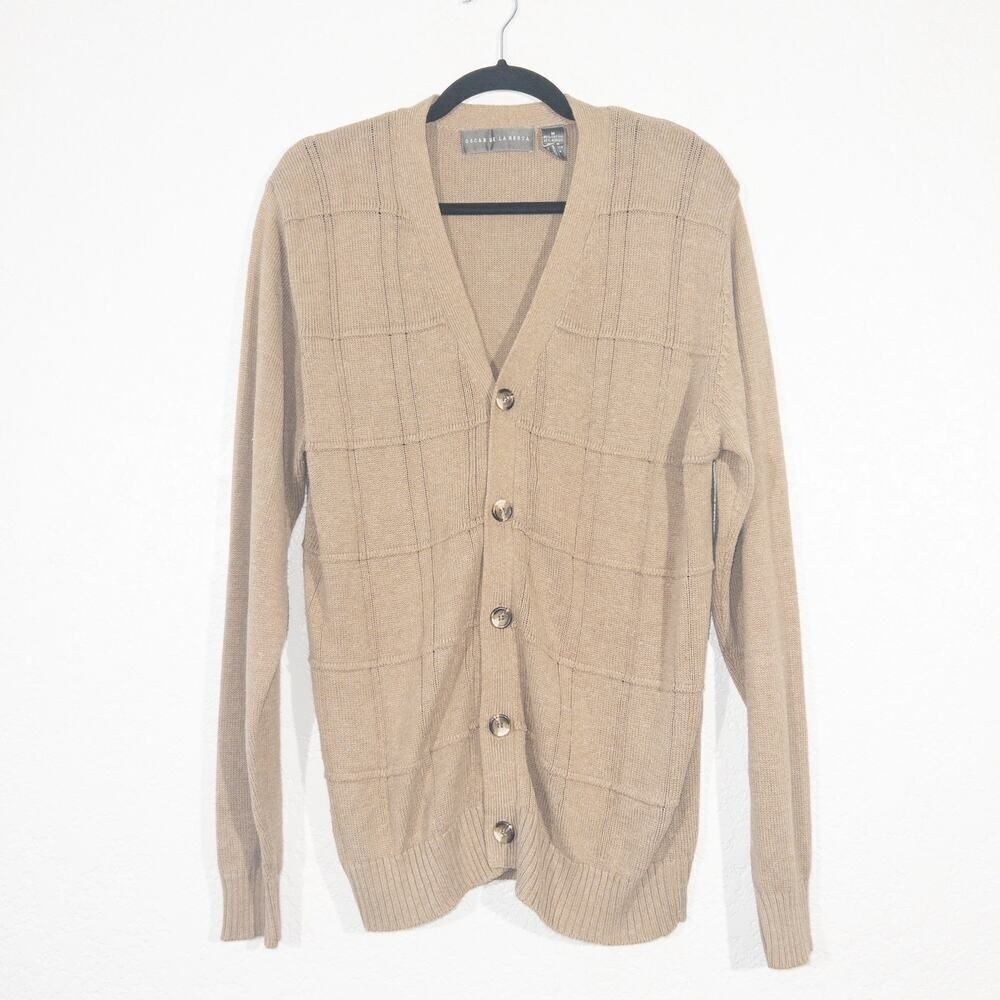Oscar De‎ La Renta Tan Button Front Cardigan Size Medium